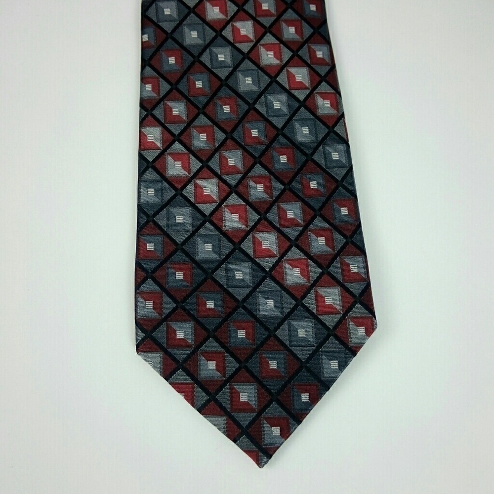 Croft & Barrow Silk Red Black Plaid Tie